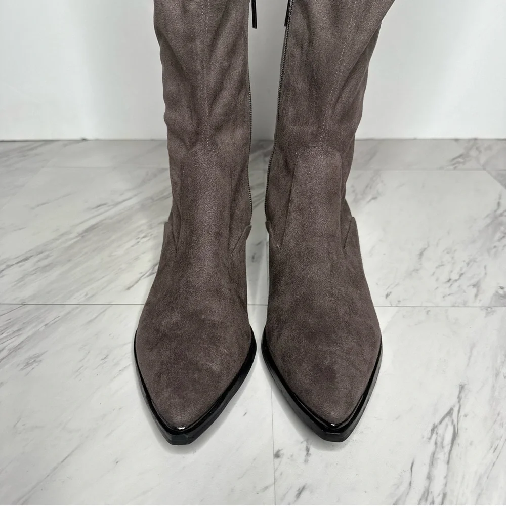 Marc Fisher Gray Pointy Toe Over The Knee Boot 8 1/2 M